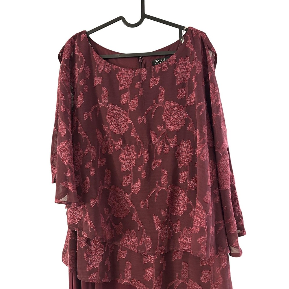 R&M Richards Premium Formal Jumpsuit Womens 18W Wine NWT Floral Lace Overlay - Picture 14 of 16